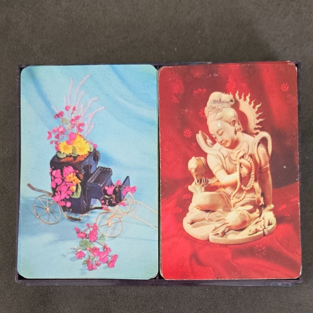 Vintage Tiffany Playing Cards Stagecoach and Praying Diety Designs